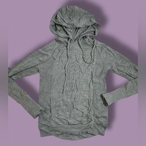 Lululemon Hoodie Womens Sz 4 Gray Merino Wool Long Sleeve Pullover Sweater *hole
